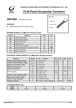 2SB1322A Datasheet PDF Jiangsu Changjiang Electronics Technology Co., Ltd