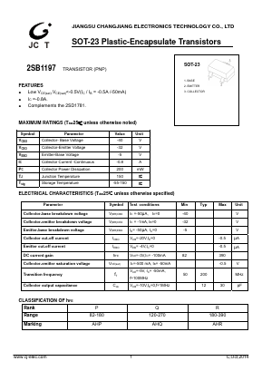 2SB1197 Datasheet PDF Jiangsu Changjiang Electronics Technology Co., Ltd