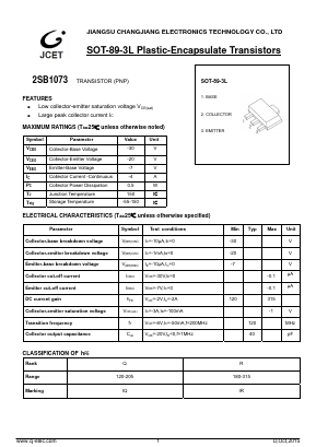 2SB1073 Datasheet PDF Jiangsu Changjiang Electronics Technology Co., Ltd