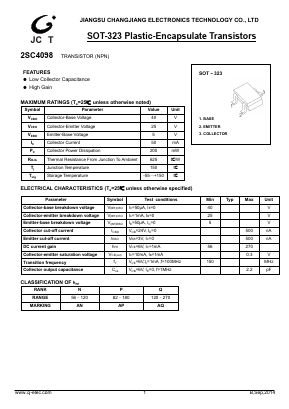 2SC4098 Datasheet PDF Jiangsu Changjiang Electronics Technology Co., Ltd