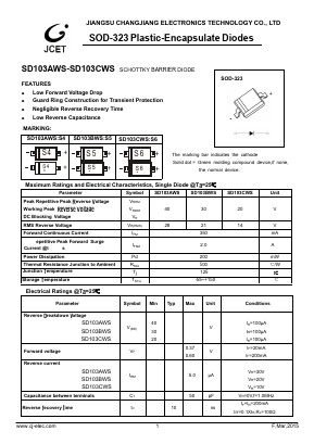 SD103AWS Datasheet PDF Jiangsu Changjiang Electronics Technology Co., Ltd