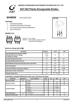 BAV99DW Datasheet PDF Jiangsu Changjiang Electronics Technology Co., Ltd