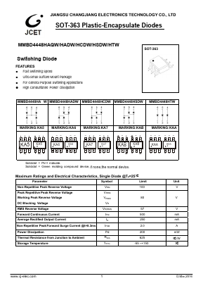 MMBD4448HTW Datasheet PDF Jiangsu Changjiang Electronics Technology Co., Ltd