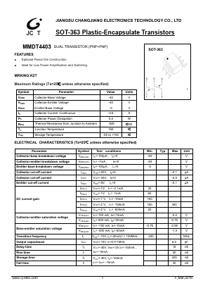 MMDT4403 Datasheet PDF Jiangsu Changjiang Electronics Technology Co., Ltd