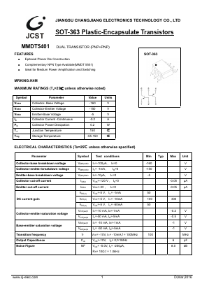 MMDT5401 Datasheet PDF Jiangsu Changjiang Electronics Technology Co., Ltd