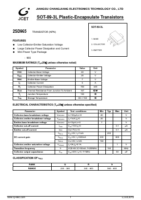 2SD965 Datasheet PDF Jiangsu Changjiang Electronics Technology Co., Ltd