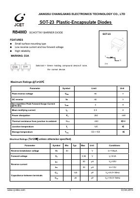 RB400D Datasheet PDF Jiangsu Changjiang Electronics Technology Co., Ltd