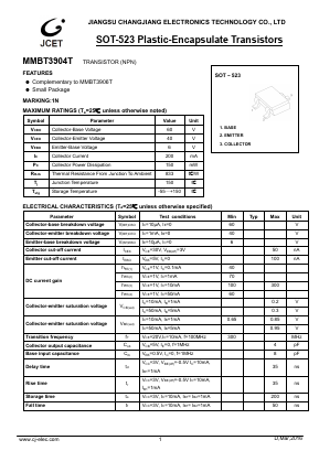 MMBT3904T Datasheet PDF Jiangsu Changjiang Electronics Technology Co., Ltd