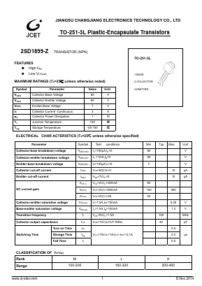 2SD1899-Z Datasheet PDF Jiangsu Changjiang Electronics Technology Co., Ltd