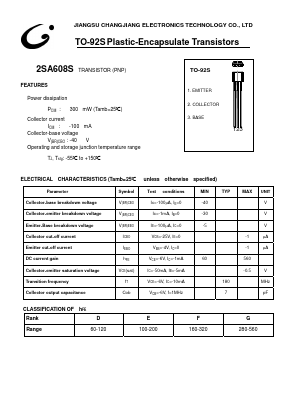 A608S Datasheet PDF Jiangsu Changjiang Electronics Technology Co., Ltd