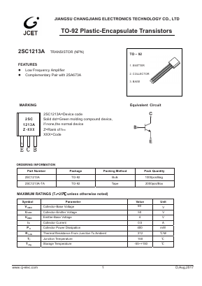 2SC1213A Datasheet PDF Jiangsu Changjiang Electronics Technology Co., Ltd