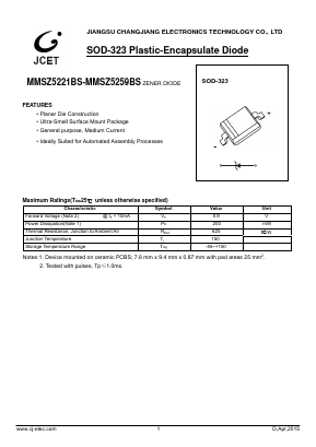 MMSZ5221BS Datasheet PDF Jiangsu Changjiang Electronics Technology Co., Ltd