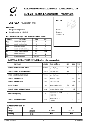 2SB709A Datasheet PDF Jiangsu Changjiang Electronics Technology Co., Ltd