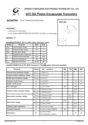 BC847PN Datasheet PDF Jiangsu Changjiang Electronics Technology Co., Ltd