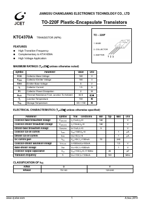 KTC4370A Datasheet PDF Jiangsu Changjiang Electronics Technology Co., Ltd