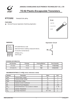 KTC3202 Datasheet PDF Jiangsu Changjiang Electronics Technology Co., Ltd