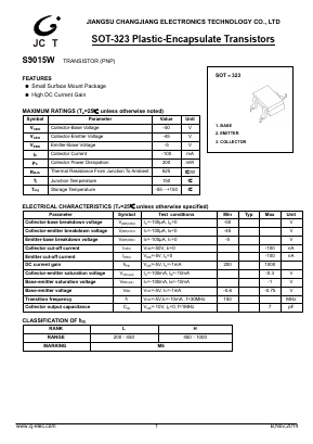 S9015W Datasheet PDF Jiangsu Changjiang Electronics Technology Co., Ltd