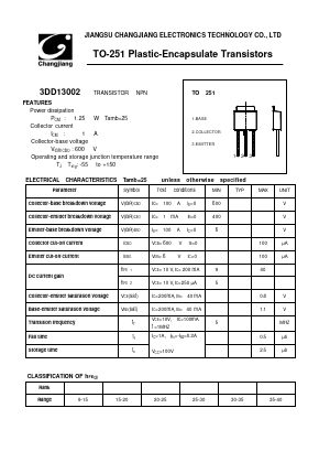 3DD13002_ Datasheet PDF Jiangsu Changjiang Electronics Technology Co., Ltd