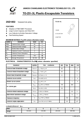 2SD1802 Datasheet PDF Jiangsu Changjiang Electronics Technology Co., Ltd