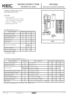 KTA1266 Datasheet PDF KEC