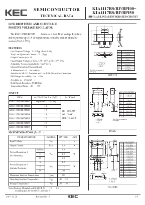 KIA1117BS-BF-BPI25 Datasheet PDF KEC