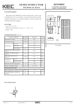 KF5N50PZ Datasheet PDF KEC