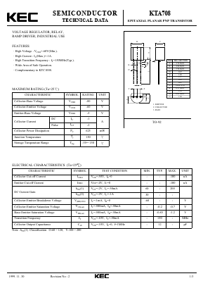 KTA708 Datasheet PDF KEC