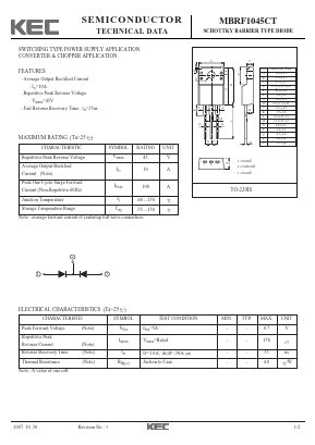 MBRF1045CT Datasheet PDF KEC