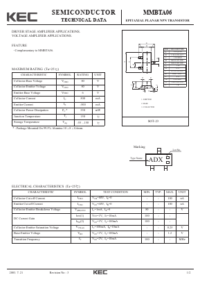 MMBTA06 Datasheet PDF KEC