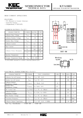 KTA1663 Datasheet PDF KEC