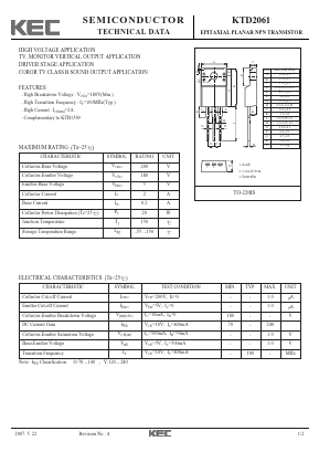 KTD2061 Datasheet PDF KEC