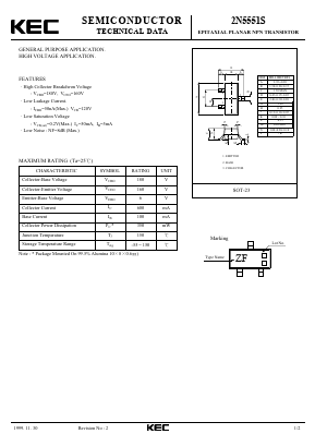 2N5551S Datasheet PDF KEC