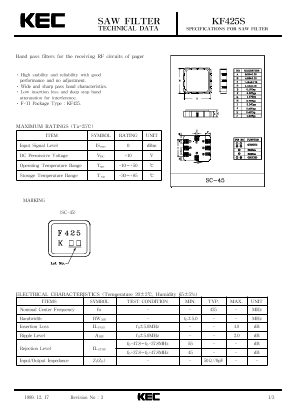 KF425S Datasheet PDF KEC