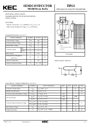 TIP122 Datasheet PDF KEC