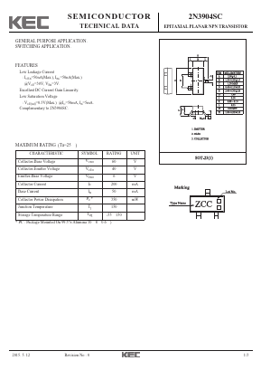 2N3904SC Datasheet PDF KEC