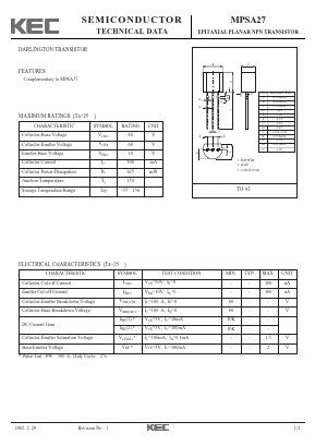 MPSA27 Datasheet PDF KEC