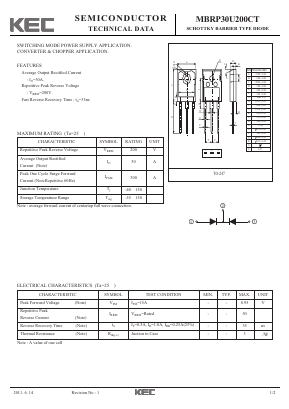 MBRP30U200CT Datasheet PDF KEC