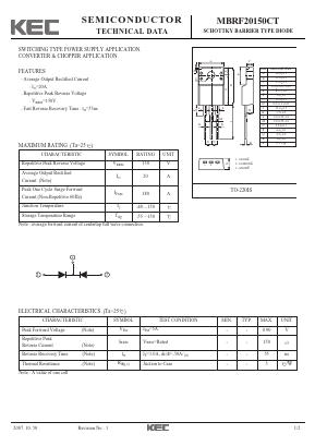 MBRF20150CT Datasheet PDF KEC