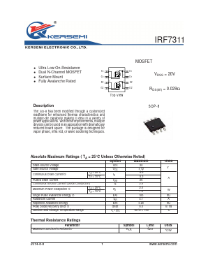 IRF7311 Datasheet PDF Kersemi Electronic Co., Ltd.