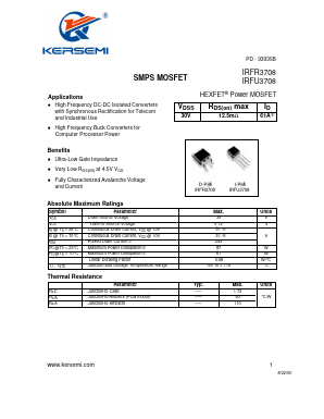 IRFR3708 Datasheet PDF Kersemi Electronic Co., Ltd.