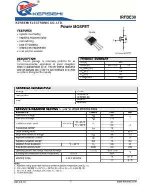 SIHFBE30-E3 Datasheet PDF Kersemi Electronic Co., Ltd.