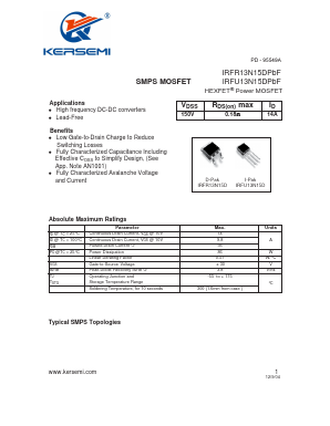 IRFR13N15DPBF Datasheet PDF Kersemi Electronic Co., Ltd.