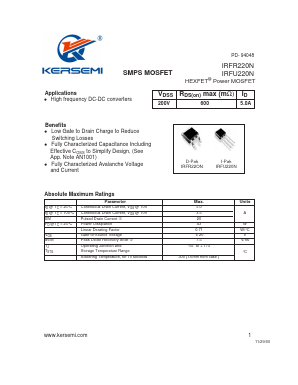 IRFU220N Datasheet PDF Kersemi Electronic Co., Ltd.