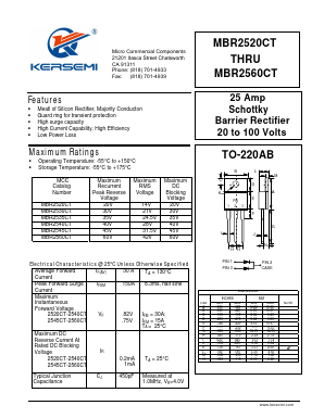 MBR2520CT Datasheet PDF Kersemi Electronic Co., Ltd.