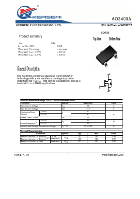 AO3400A Datasheet PDF Kersemi Electronic Co., Ltd.