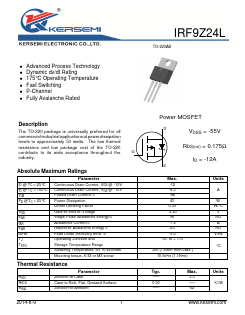 IRF9Z24L Datasheet PDF Kersemi Electronic Co., Ltd.