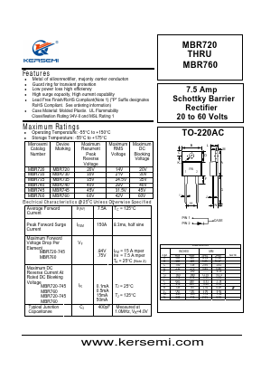 MBR720 Datasheet PDF Kersemi Electronic Co., Ltd.