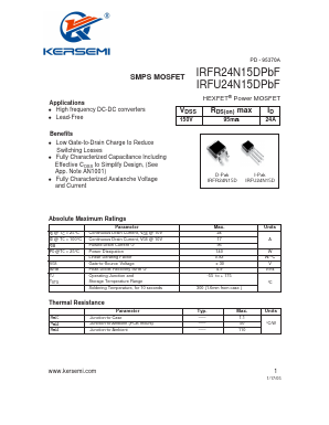 IRFR24N15DPBF Datasheet PDF Kersemi Electronic Co., Ltd.