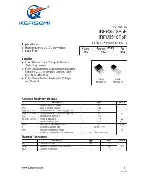 IRFR3518PBF Datasheet PDF Kersemi Electronic Co., Ltd.