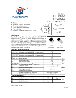 IRFR2905Z Datasheet PDF Kersemi Electronic Co., Ltd.